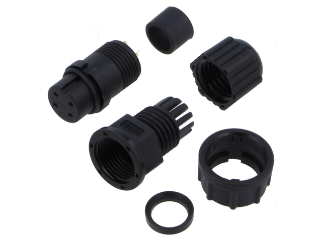 Connector: rond; stekker; maat B; vrouwelijk; PIN: 4; bajonet; 5A Connector: rond; stekker; maat B; vrouwelijk; PIN: 4; bajonet; 5A